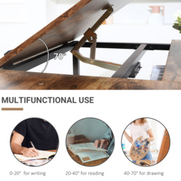 Portland Adjustable Drafting Table with 15 Level Tabletop - Size: 120 x 60 x 75cm - Brown - Wilko - thumbnail 7