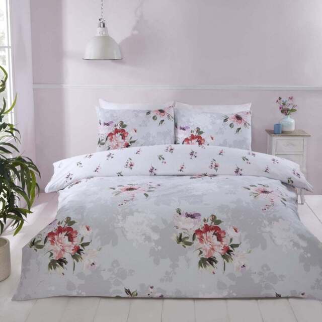 Rapport Home Margo King Size Grey Microfibre Duvet Set - Silver - Wilko - image 1