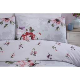 Rapport Home Margo King Size Grey Microfibre Duvet Set - Silver - Wilko - thumbnail 3