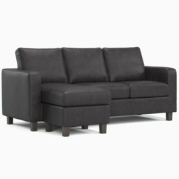 Monroe 3 Seater Black PU Leather Reversible Chaise Sofa - Wilko - thumbnail 3