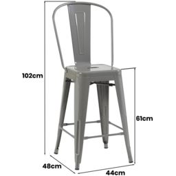 FWStyle Silver Gloss Metal Bar Chair 4 Pack - Size: Set of 4 - Wilko - thumbnail 7