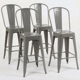 FWStyle Silver Gloss Metal Bar Chair 4 Pack - Size: Set of 4 - Wilko - thumbnail 5