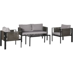 Outsunny 4 Piece Metal Garden Set Grey - Size: 4 Seater - Wilko - thumbnail 3