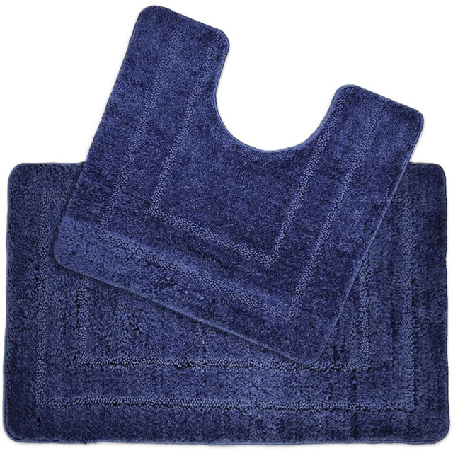 Allure Bath Fashions Lisa Navy Non-Slip Bath Mat and Pedestal Mat Set 2 Piece - Size: 45 x 75cm - Blue - Wilko - image 1