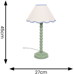ValueLights Bobbins Natural and Blue Scallop Shade Sage Green LED Table Lamp - Size: 45 x 27 x 27cm - Wilko - thumbnail 7