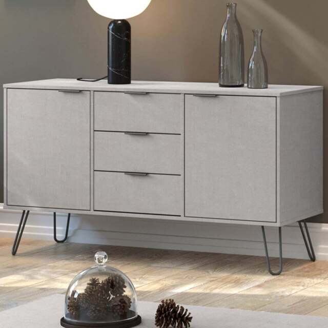 Augusta 2 Door 3 Drawer Grey Medium Sideboard - Size: 43 x 130 x 73cm - Wilko - image 1