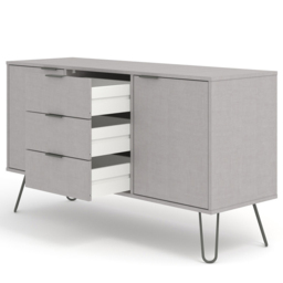 Augusta 2 Door 3 Drawer Grey Medium Sideboard - Size: 43 x 130 x 73cm - Wilko - thumbnail 5