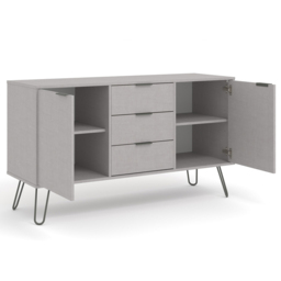 Augusta 2 Door 3 Drawer Grey Medium Sideboard - Size: 43 x 130 x 73cm - Wilko - thumbnail 6