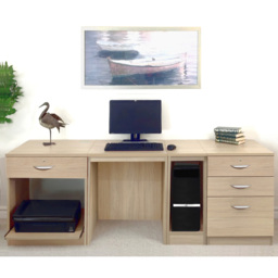 R White Cabinets 4 Drawer Set-16 Computer Desk with Printer Shelf Brown - Size: 72.8 x 197.9 x 54cm - Wilko - thumbnail 5