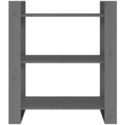 vidaXL 3 Shelf Grey Solid Pine Wood Bookcase - Size: 91 x 80 x 35cm - Wilko - thumbnail 4