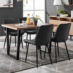 Furniturebox Solo Cesano 4 Seater Dining Set Brown and Black - Wilko - thumbnail 1