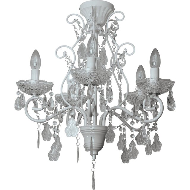 White Antiqued Jewelled Ceiling Chandelier - Wilko - image 1
