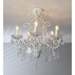 White Antiqued Jewelled Ceiling Chandelier - Wilko - thumbnail 4