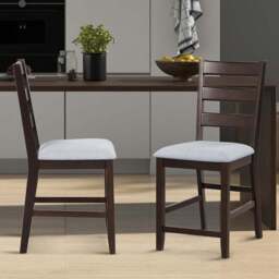 Costway Brown Counter Height Bar Stool Set of 2 - Size: 112 x 50 x 36cm - Wilko