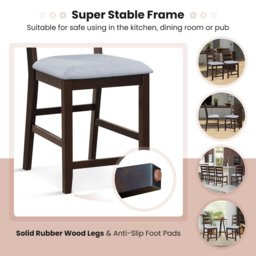 Costway Brown Counter Height Bar Stool Set of 2 - Size: 112 x 50 x 36cm - Wilko - thumbnail 6