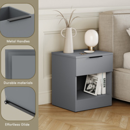 Vida Designs Trega Single Drawer Single Shelf Grey Bedside Cabinet Set of 2 - Wilko - thumbnail 7