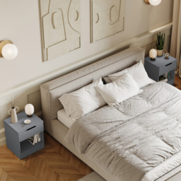 Vida Designs Trega Single Drawer Single Shelf Grey Bedside Cabinet Set of 2 - Wilko - thumbnail 5