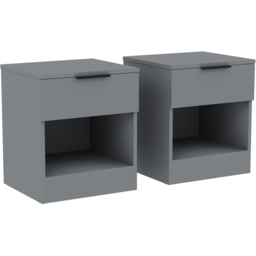 Vida Designs Trega Single Drawer Single Shelf Grey Bedside Cabinet Set of 2 - Wilko - thumbnail 4