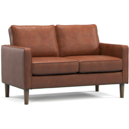 Bexhill 2 Seater Tan Faux Leather Sofa - Brown - Wilko - thumbnail 3