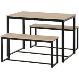 Seconique Lincoln 2 Bench Dining Set Sonoma Oak and Black - Size: 4 Seater - Brown - Wilko - thumbnail 4