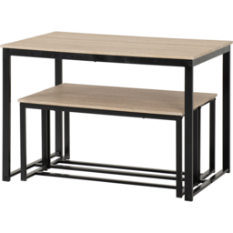 Seconique Lincoln 2 Bench Dining Set Sonoma Oak and Black - Size: 4 Seater - Brown - Wilko - thumbnail 3