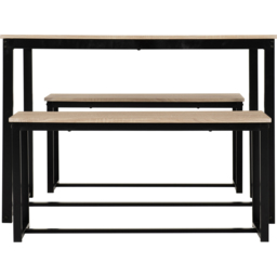 Seconique Lincoln 2 Bench Dining Set Sonoma Oak and Black - Size: 4 Seater - Brown - Wilko - thumbnail 5