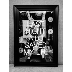 Splashbax Last Night a Dj Saved My Life Black Premium Gallery Frame LED Neon Wall Art - Size: 105 x 75 x 7cm - Multi - Wilko - thumbnail 6