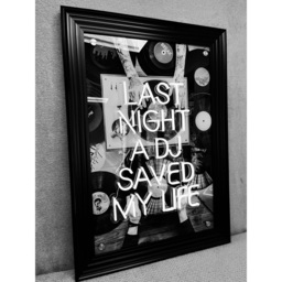 Splashbax Last Night a Dj Saved My Life Black Premium Gallery Frame LED Neon Wall Art - Size: 105 x 75 x 7cm - Multi - Wilko - thumbnail 7