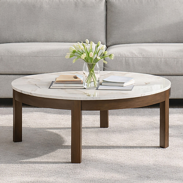 Florence Southampton Cream Ceramic Round Coffee Table - Size: 45 x 90 x 90cm - Multi - Furniture To Go - Wilko - image 1