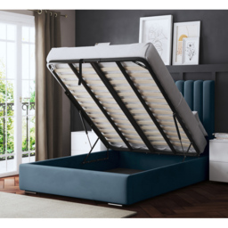 DS Living Evangeline King Size Blue Upholstered Ottoman Bed with Headboard - Wilko - thumbnail 5