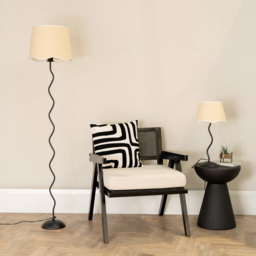 ValueLights Wiggle Linen Scallop White Edge Shade Black Metal Stem LED Table Lamp - Wilko - thumbnail 6