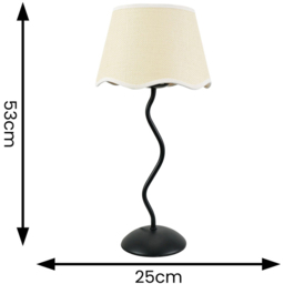 ValueLights Wiggle Linen Scallop White Edge Shade Black Metal Stem LED Table Lamp - Wilko - thumbnail 7