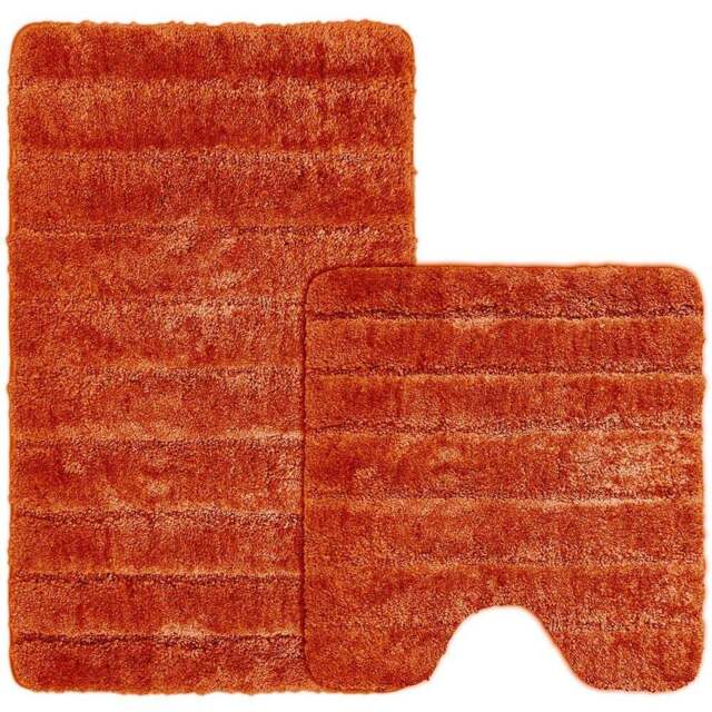 Velosso Lexington Orange Bath Mat Set - Size: 50 x 80 x 1cm - Wilko - image 1