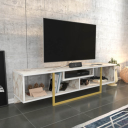 Decorotika Asal 3 Shelf Ephesus and Gold Modern TV Unit - Size: 40 x 149.4 x 35.2cm - Multi - Wilko - thumbnail 5