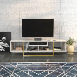 Decorotika Asal 3 Shelf Ephesus and Gold Modern TV Unit - Size: 40 x 149.4 x 35.2cm - Multi - Wilko - thumbnail 4