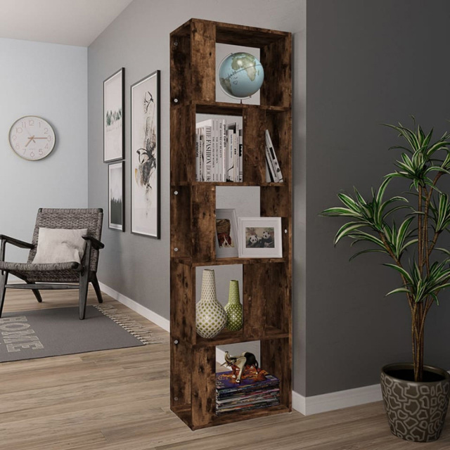 vidaXL 5 Shelf Smoked Oak Bookcase - Size: 160 x 45 x 24cm - Brown - Wilko - image 1