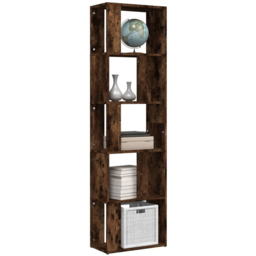 vidaXL 5 Shelf Smoked Oak Bookcase - Size: 160 x 45 x 24cm - Brown - Wilko - thumbnail 5