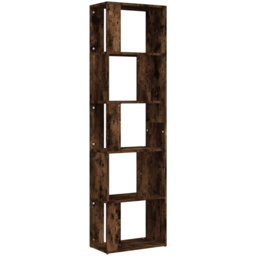 vidaXL 5 Shelf Smoked Oak Bookcase - Size: 160 x 45 x 24cm - Brown - Wilko - thumbnail 3