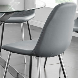 Furniturebox Arona Solara 6 Seater Round Dining Set Elephant Grey and Chrome - Wilko - thumbnail 7