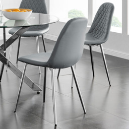 Furniturebox Arona Solara 6 Seater Round Dining Set Elephant Grey and Chrome - Wilko - thumbnail 3