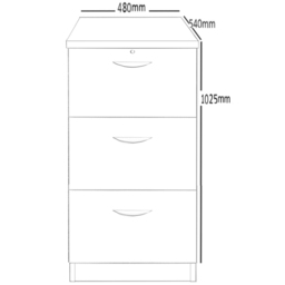 R White Cabinets 3 Drawer Brown Filing Cabinet - Size: 103.2 x 47.9 x 54cm - Wilko - thumbnail 6
