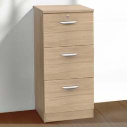 R White Cabinets 3 Drawer Brown Filing Cabinet - Size: 103.2 x 47.9 x 54cm - Wilko