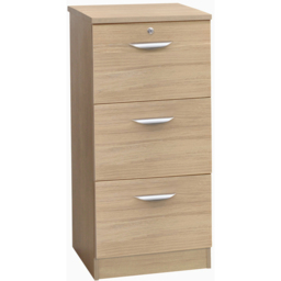 R White Cabinets 3 Drawer Brown Filing Cabinet - Size: 103.2 x 47.9 x 54cm - Wilko - thumbnail 3