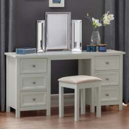 Julian Bowen Maine 6 Drawer Dove Grey Dressing Table - Size: 44 x 145 x 74cm - Wilko