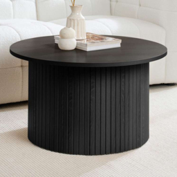 Birlea Axel Round Fluted Black Coffee Table - Size: 40 x 120 x 80cm - SleepSoul - Wilko