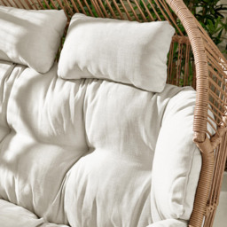 Furniturebox Veza 2 Seater Rattan Light Brown Egg Chair with Cream Cushion - Wilko - thumbnail 5