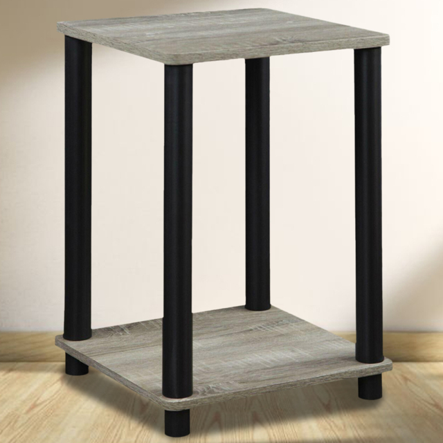 Walplus Single Shelf French Oak Grey and Black Turn-N-Tube Haydn End Table - Size: 50.8 x 34.04 x 34.04cm - Wilko - image 1