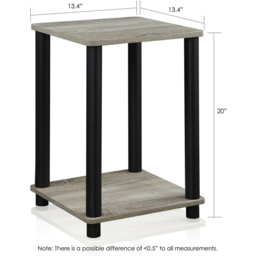 Walplus Single Shelf French Oak Grey and Black Turn-N-Tube Haydn End Table - Size: 50.8 x 34.04 x 34.04cm - Wilko - thumbnail 6