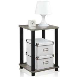 Walplus Single Shelf French Oak Grey and Black Turn-N-Tube Haydn End Table - Size: 50.8 x 34.04 x 34.04cm - Wilko - thumbnail 4