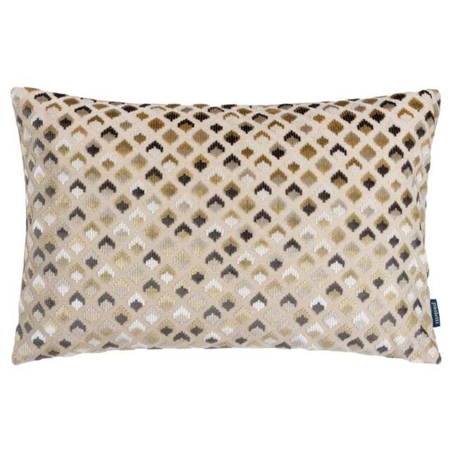 Paoletti Lexington Warm Taupe Velvet Jacquard Cushion - Size: 60 x 40 cm - Multi - Wilko - image 1
